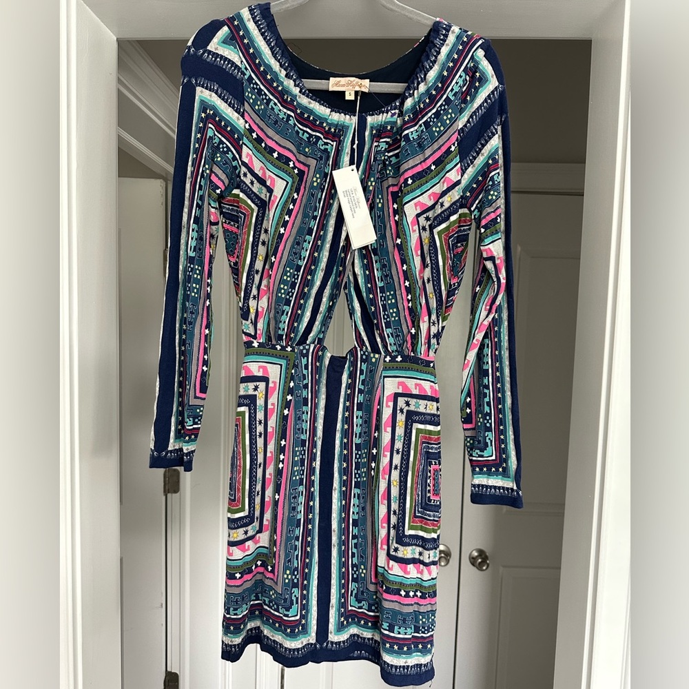 Mara Hoffman Ruched Keyhole Dress Modal Magic Carpet Navy